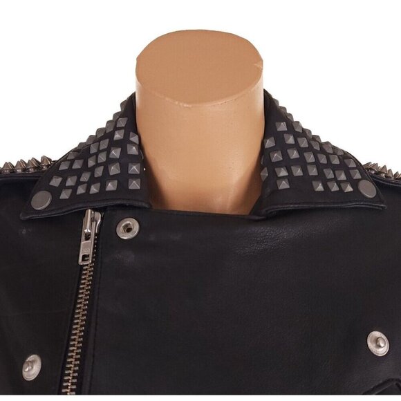 Muubaa Voisin Leather Studded Biker Jacket Size US 4 S Womens Black $700 - Picture 5 of 16
